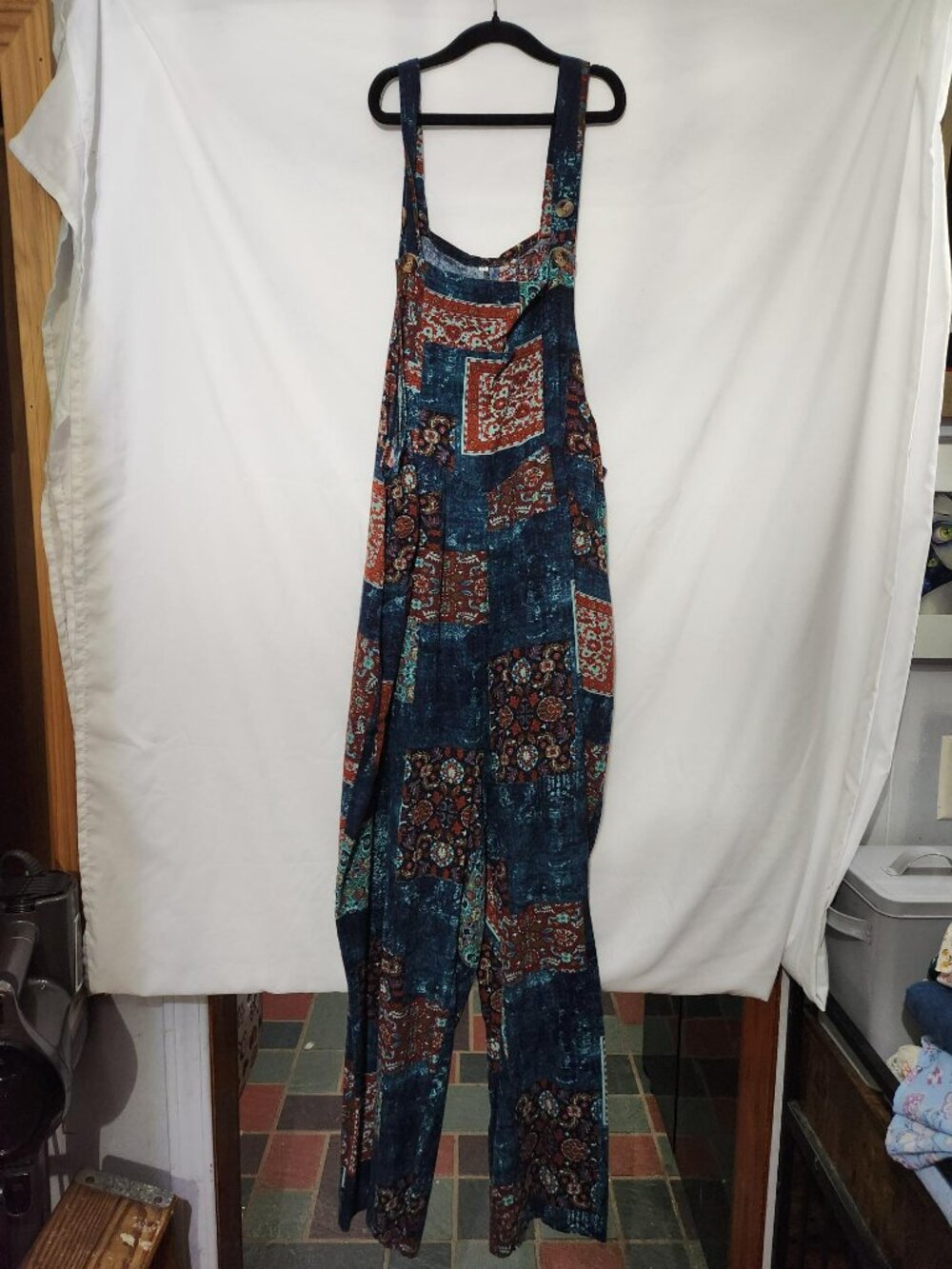 Boho Patchwork Wide Leg Jumpsuit XXL Festival Palazzo Romper
